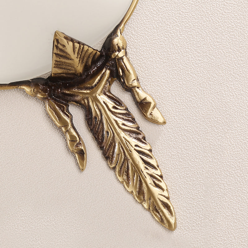 Cone Sconce Light Traditionary White Glass 1 Head Brass Wall Lamp Fixture for Living Room, 10"/13" Wide Clearhalo 'Wall Lamps & Sconces' 'Wall Lights' Lighting' 235832