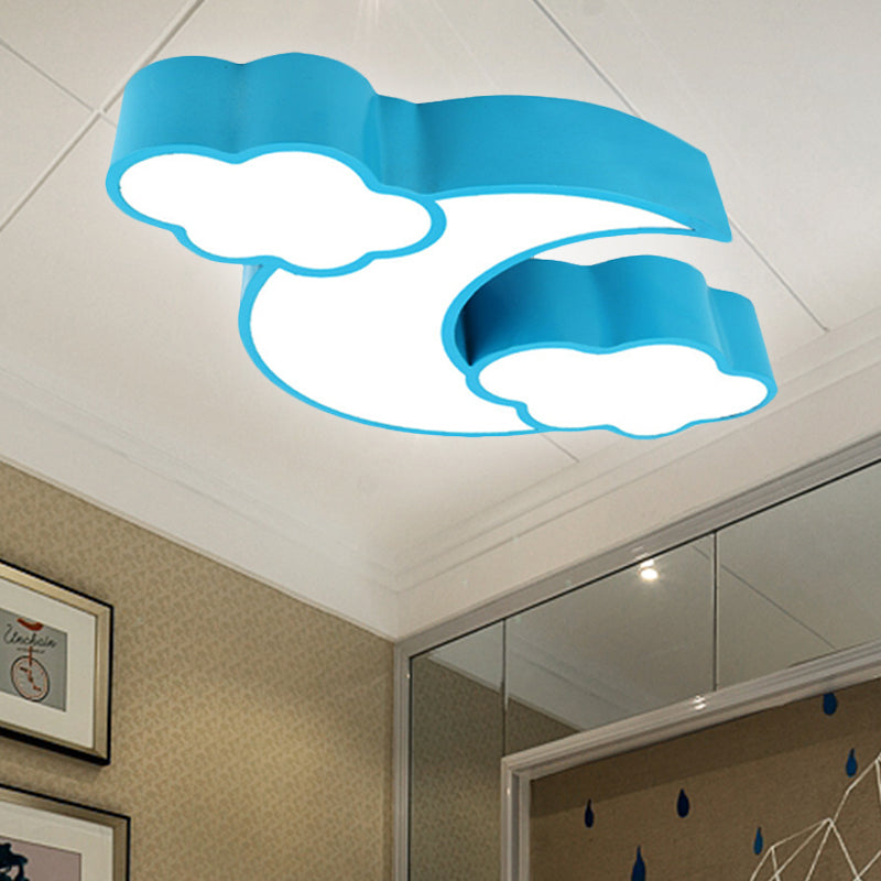 Acrylic Cloud and Moon Flush Mount Light Cartoon Ceiling Fixture for Kindergarten Nursing Room Clearhalo 'Ceiling Lights' 'Close To Ceiling Lights' 'Close to ceiling' 'Flush mount' Lighting' 235839