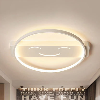 Acrylic Smiling Face Ceiling Lamp Contemporary Flush Mount Light in White for Dining Room White Warm Clearhalo 'Ceiling Lights' 'Close To Ceiling Lights' 'Close to ceiling' 'Flush mount' Lighting' 235866