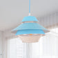 Macaron Stylish Flared Pendant Lighting Metallic 1-Light Living Room Hanging Ceiling Light in Blue/Green Blue Clearhalo 'Ceiling Lights' 'Modern Pendants' 'Modern' 'Pendant Lights' 'Pendants' Lighting' 235924
