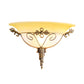 Traditional Trumpet Sconce White/Yellow Glass 1 Bulb Wall Mounted Light Fixture with Leaf Deco for Stairway Clearhalo 'Wall Lamps & Sconces' 'Wall Lights' Lighting' 235969