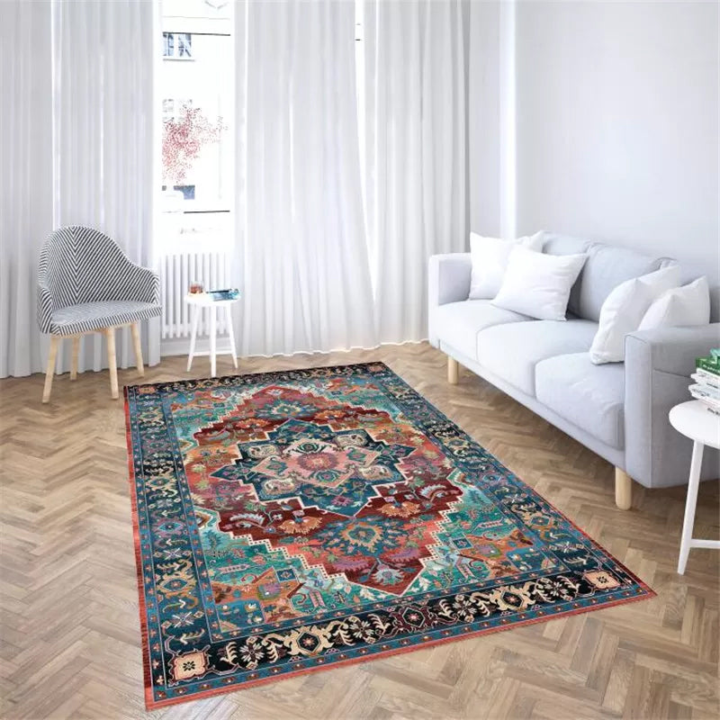 Multi Colored Flower Print Rug Polyster Moroccan Area Carpet Non-Slip Backing Pet Friendly Indoor Rug for Parlor Heather Gray Clearhalo 'Area Rug' 'Moroccan' 'Rugs' Rug' 2361234