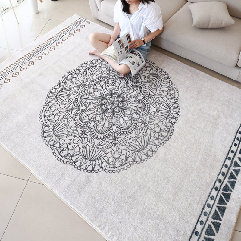 Moroccan Living Room Rug Multi Colored Flower Print Area Carpet Lamb Wool Non-Slip Backing Washable Indoor Rug Clearhalo 'Area Rug' 'Moroccan' 'Rugs' Rug' 2361338