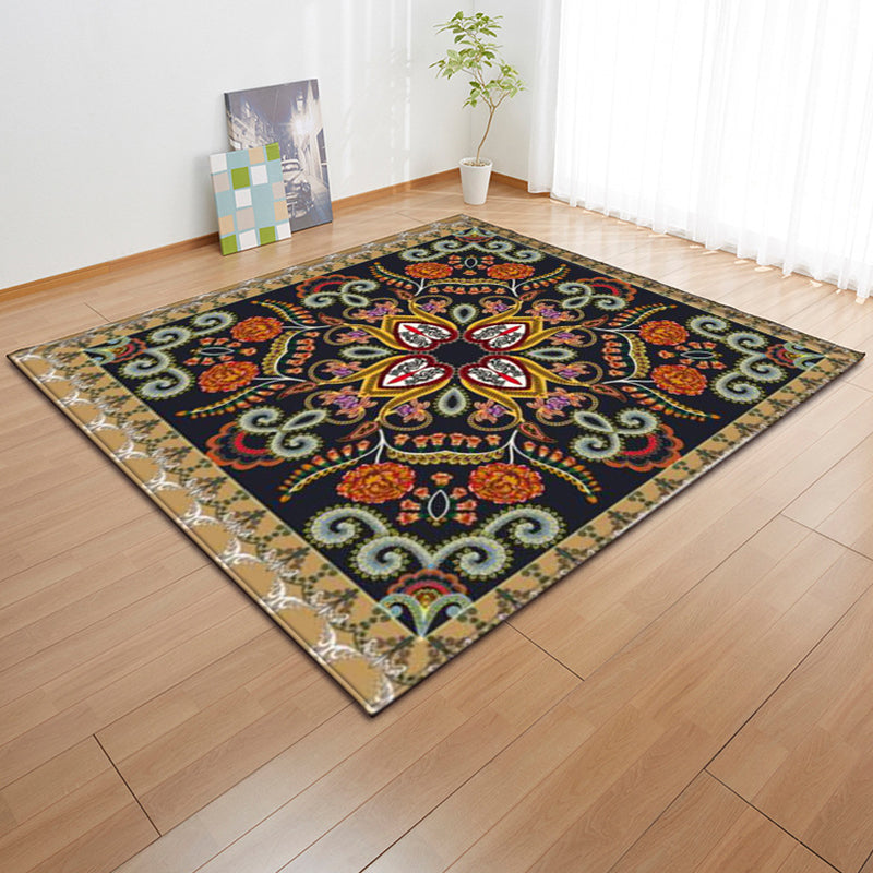 Moroccan Color Brick Rug Multi Color Synthetic Indoor Rug Non-Slip Backing Pet Friendly Area Carpet for Decoration Black Clearhalo 'Area Rug' 'Moroccan' 'Rugs' Rug' 2361370