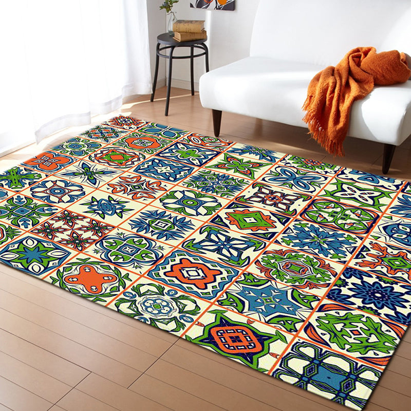 Moroccan Color Brick Rug Multi Color Synthetic Indoor Rug Non-Slip Backing Pet Friendly Area Carpet for Decoration Green Clearhalo 'Area Rug' 'Moroccan' 'Rugs' Rug' 2361373
