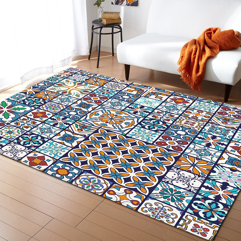 Moroccan Color Brick Rug Multi Color Synthetic Indoor Rug Non-Slip Backing Pet Friendly Area Carpet for Decoration Sky Blue Clearhalo 'Area Rug' 'Moroccan' 'Rugs' Rug' 2361376