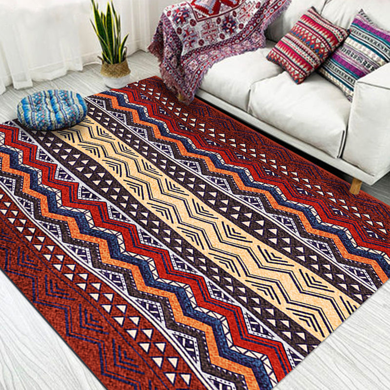 Boho-Chic Living Room Rug Multi Color Geometric Pattern Indoor Rug Anti-Slip Backing Easy Care Area Rug Red Clearhalo 'Area Rug' 'Bohemian' 'Rugs' Rug' 2361480