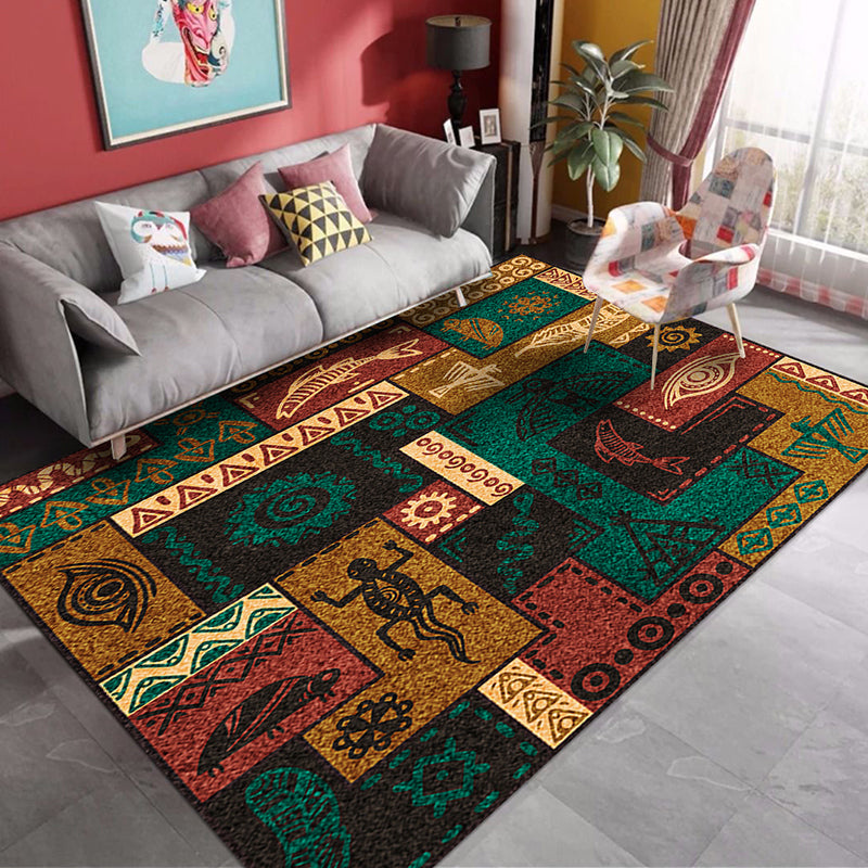 Boho-Chic Living Room Rug Multi Color Geometric Pattern Indoor Rug Anti-Slip Backing Easy Care Area Rug Green Clearhalo 'Area Rug' 'Bohemian' 'Rugs' Rug' 2361483