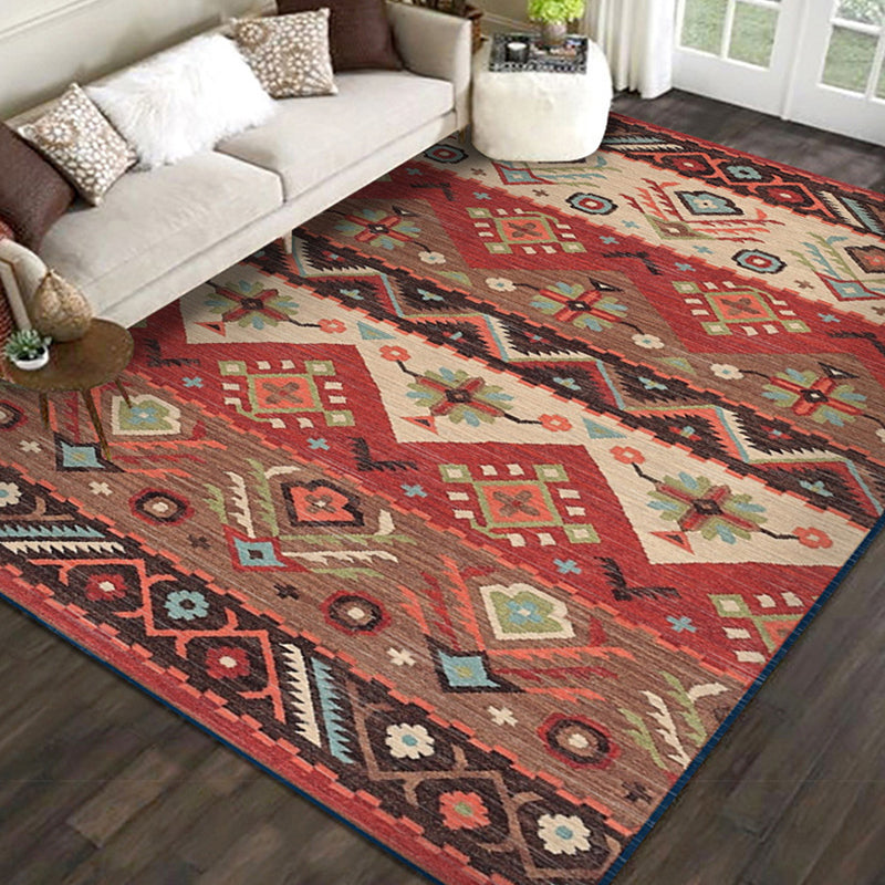 Casual Multi Color Geo Rug Polyster Western Area Carpet Anti-Slip Machine Washable Easy Care Indoor Rug for Living Room Dark Red Clearhalo 'Area Rug' 'Rugs' 'Southwestern' Rug' 2361497