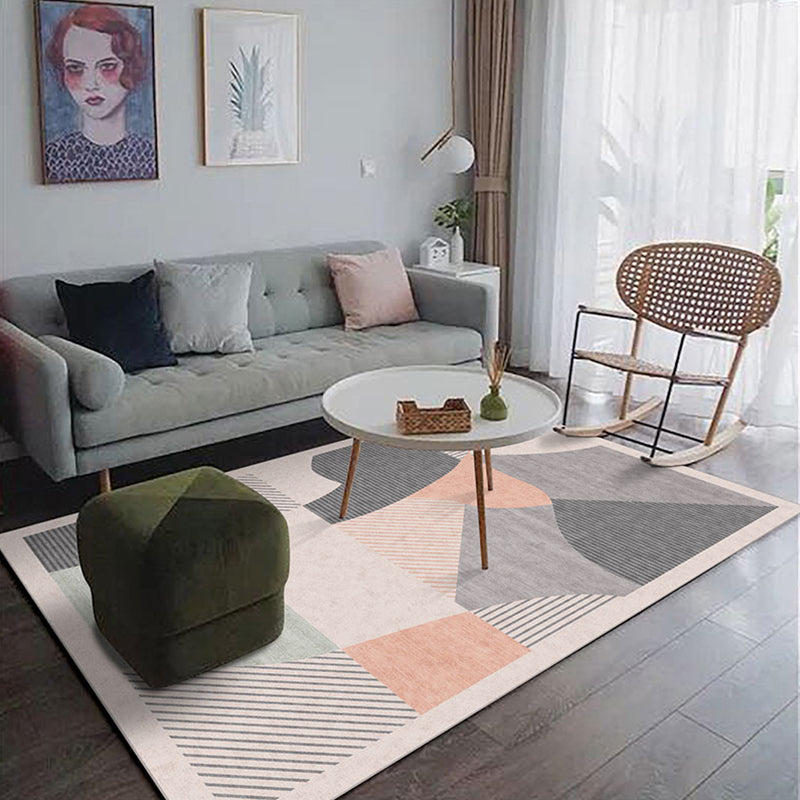 Casual Geometric Pattern Rug Multi Color Synthetics Indoor Rug Non-Slip Backing Machine Washable Area Carpet for Parlor Watermelon Red Clearhalo 'Area Rug' 'Rugs' 'Southwestern' Rug' 2361513