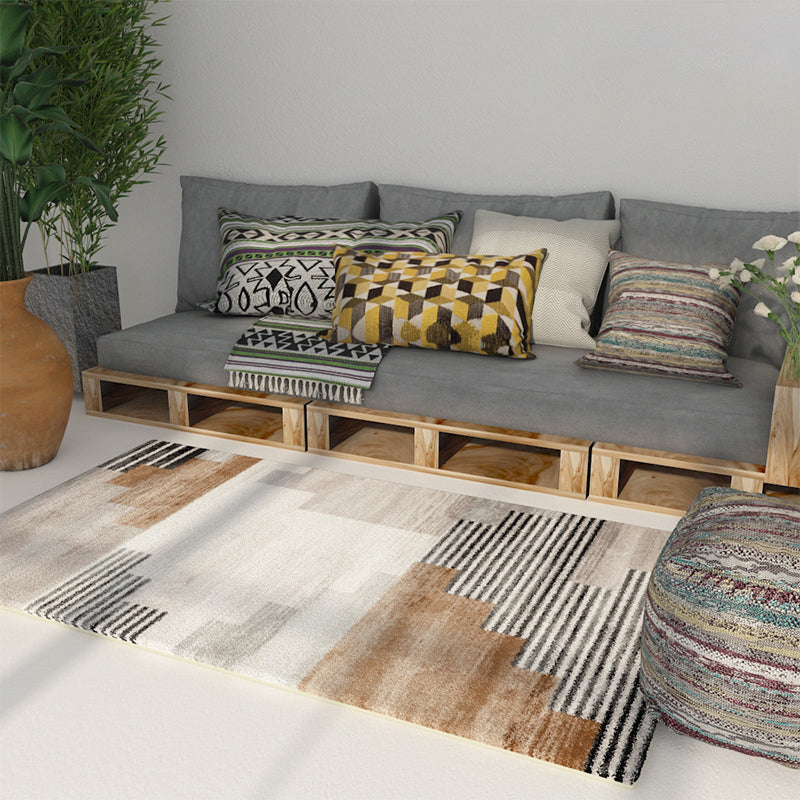 Multi-Color Comfort Rug Polypropylene Geometric Pattern Area Carpet Non-Slip Backing Stain-Resistant Indoor Rug for Decor Brown Clearhalo 'Area Rug' 'Rugs' 'Southwestern' Rug' 2361523