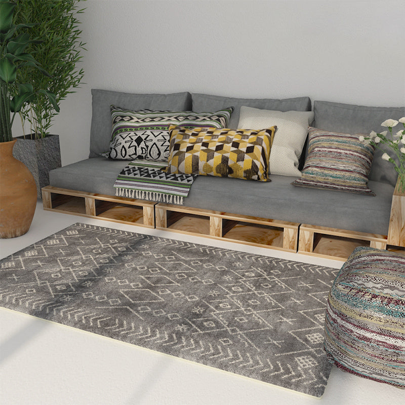 Multi-Color Comfort Rug Polypropylene Geometric Pattern Area Carpet Non-Slip Backing Stain-Resistant Indoor Rug for Decor Dark Gray Clearhalo 'Area Rug' 'Rugs' 'Southwestern' Rug' 2361532