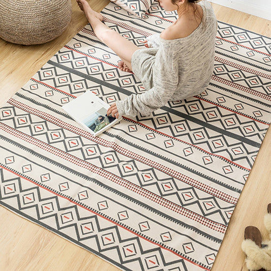 Bohemian Geometric Rug Multi-Color Jute Area Carpet Pet Friendly Machine Washable Easy Care Area Rug for Bedroom Dark Gray-Red Clearhalo 'Area Rug' 'Bohemian' 'Rugs' Rug' 2361534