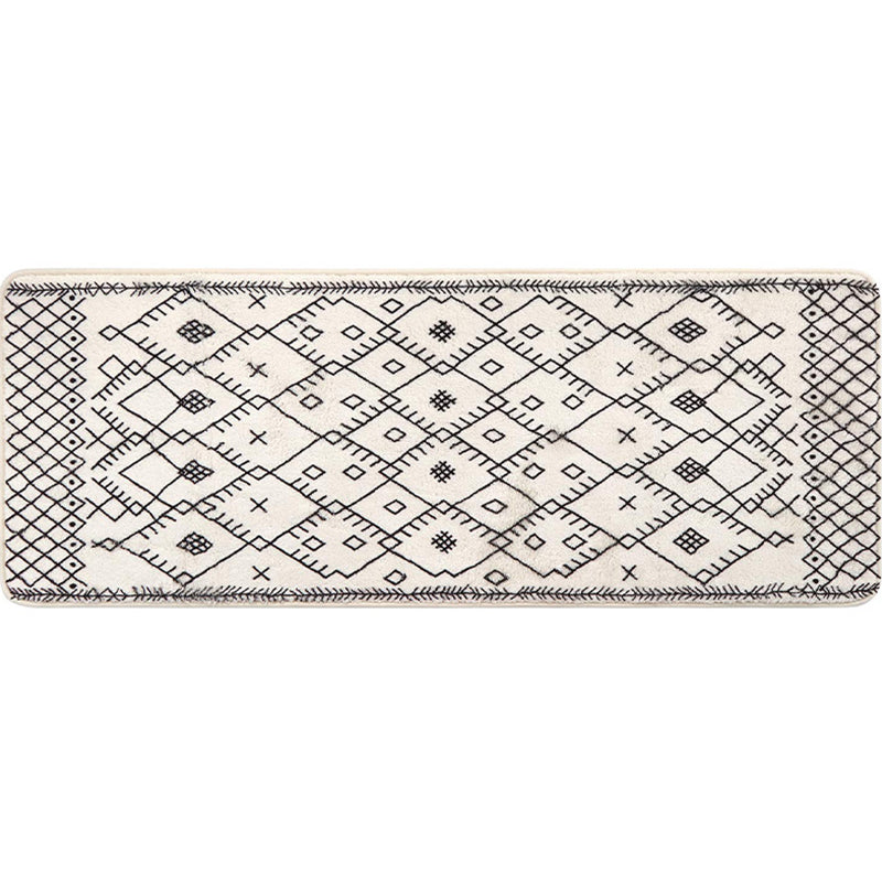 White Geometric Print Rug Lamb Wool Boho Area Carpet Easy Care Pet Friendly Washable Indoor Rug for Bedroom Clearhalo 'Area Rug' 'Bohemian' 'Rugs' Rug' 2361547