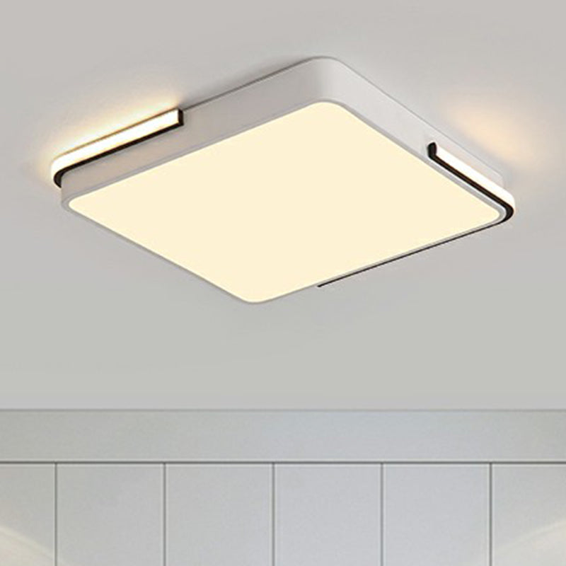 Nordic Geometric Led Surface Mount Ceiling Light Metal Living Room Flush Light Fixture in White White Square Plate Clearhalo 'Ceiling Lights' 'Close To Ceiling Lights' 'Close to ceiling' 'Flush mount' Lighting' 2361888