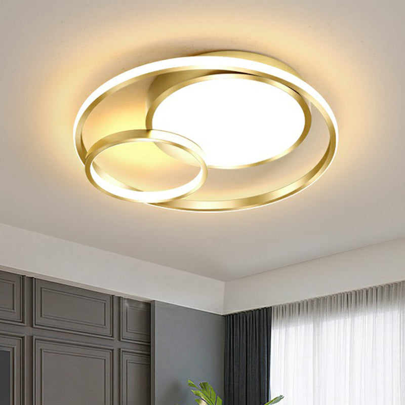 Circular Bedroom LED Ceiling Light Metallic Simplicity Flush Mount Fixture with Acrylic Diffuser Gold Clearhalo 'Ceiling Lights' 'Close To Ceiling Lights' 'Close to ceiling' 'Flush mount' Lighting' 2361907