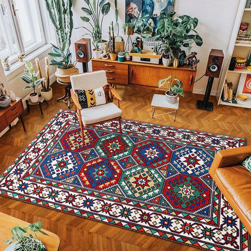 Eclectic Tribal Patterned Rug Multi Colored Polypropylene Indoor Rug Anti-Slip Backing Pet Friendly Area Carpet for Living Room Blue Clearhalo 'Area Rug' 'Rugs' 'Southwestern' Rug' 2361959