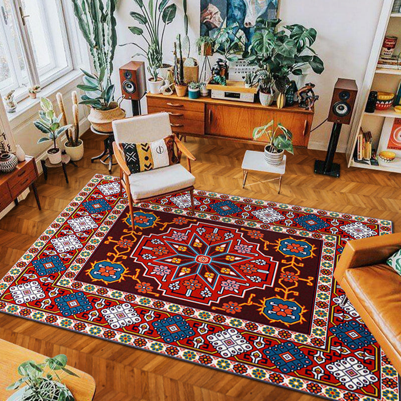 Eclectic Tribal Patterned Rug Multi Colored Polypropylene Indoor Rug Anti-Slip Backing Pet Friendly Area Carpet for Living Room Red Clearhalo 'Area Rug' 'Rugs' 'Southwestern' Rug' 2361960
