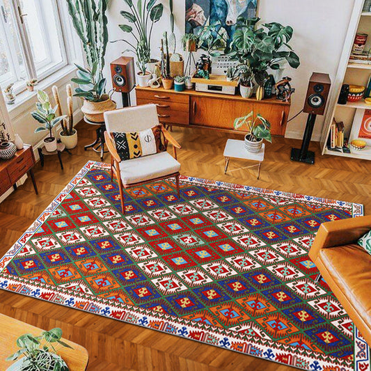 Eclectic Tribal Patterned Rug Multi Colored Polypropylene Indoor Rug Anti-Slip Backing Pet Friendly Area Carpet for Living Room Yellow-Red Clearhalo 'Area Rug' 'Rugs' 'Southwestern' Rug' 2361961