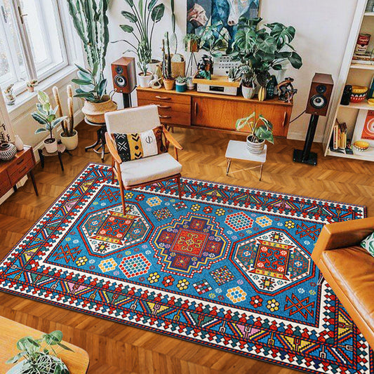 Eclectic Tribal Patterned Rug Multi Colored Polypropylene Indoor Rug Anti-Slip Backing Pet Friendly Area Carpet for Living Room Sky Blue Clearhalo 'Area Rug' 'Rugs' 'Southwestern' Rug' 2361965