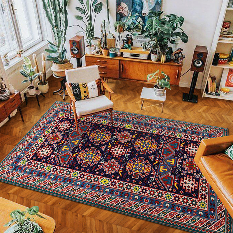 Eclectic Tribal Patterned Rug Multi Colored Polypropylene Indoor Rug Anti-Slip Backing Pet Friendly Area Carpet for Living Room Black Clearhalo 'Area Rug' 'Rugs' 'Southwestern' Rug' 2361967
