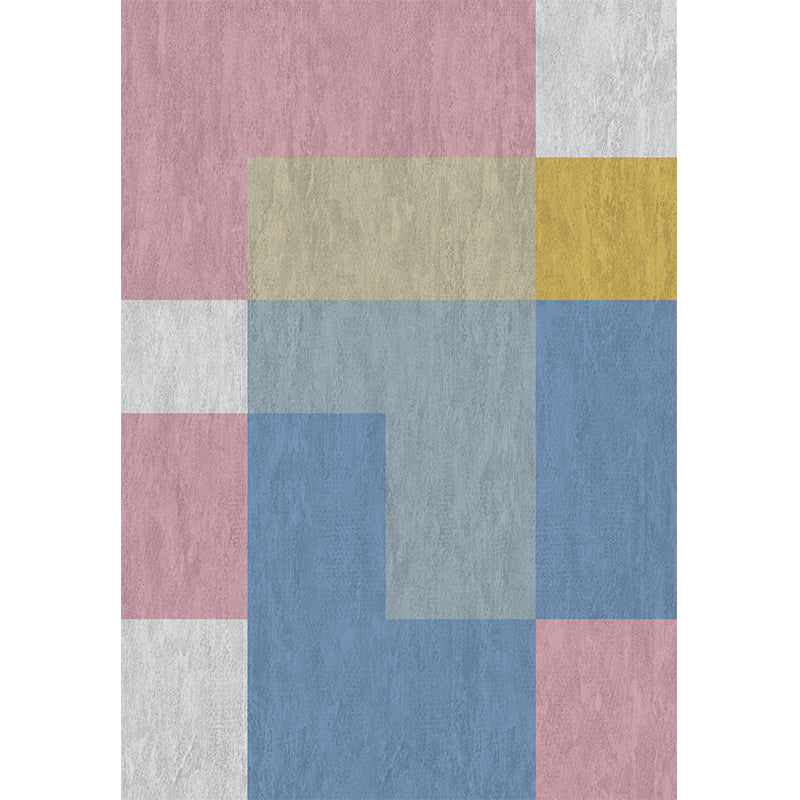 Southwestern Living Room Rug Multi Color Colorblock Indoor Rug Polyster Anti-Slip Backing Stain-Resistant Carpet Pink-Blue Clearhalo 'Area Rug' 'Rugs' 'Southwestern' Rug' 2362012