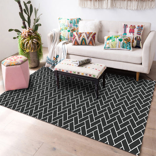 Designer Living Room Rug Multi Colored Geometric Pattern Indoor Rug Polypropylene Anti-Slip Backing Area Carpet Black Clearhalo 'Area Rug' 'Bohemian' 'Rugs' Rug' 2362030