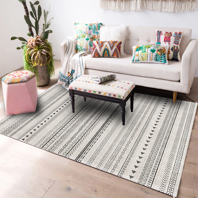 Designer Living Room Rug Multi Colored Geometric Pattern Indoor Rug Polypropylene Anti-Slip Backing Area Carpet Grey Clearhalo 'Area Rug' 'Bohemian' 'Rugs' Rug' 2362034