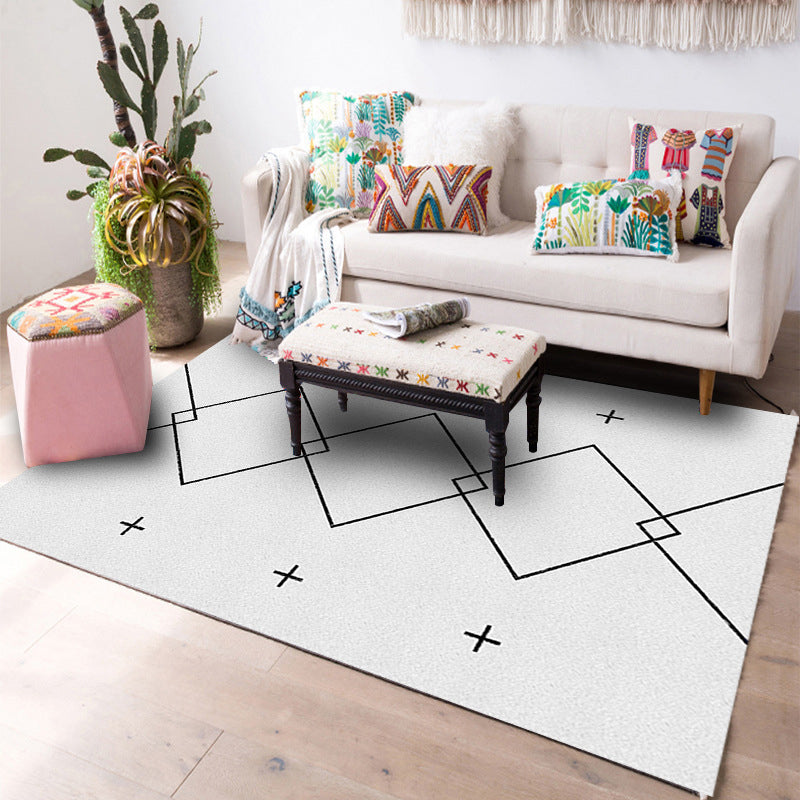 Designer Living Room Rug Multi Colored Geometric Pattern Indoor Rug Polypropylene Anti-Slip Backing Area Carpet White Clearhalo 'Area Rug' 'Bohemian' 'Rugs' Rug' 2362036