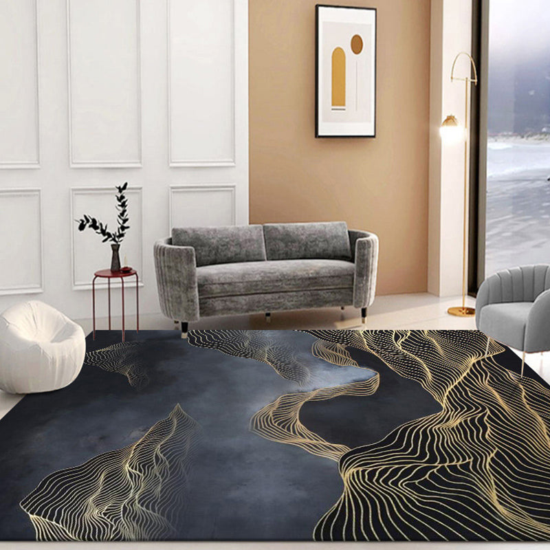 Modern Geometric Print Rug Multi-Color Synthetics Indoor Rug Non-Slip Backing Washable Easy Care Area Rug for Parlor Dark Gray-Black Clearhalo 'Area Rug' 'Modern' 'Rugs' Rug' 2362038