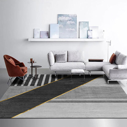 Modern Geometric Print Rug Multi-Color Synthetics Indoor Rug Non-Slip Backing Washable Easy Care Area Rug for Parlor Black-Gray Clearhalo 'Area Rug' 'Modern' 'Rugs' Rug' 2362043