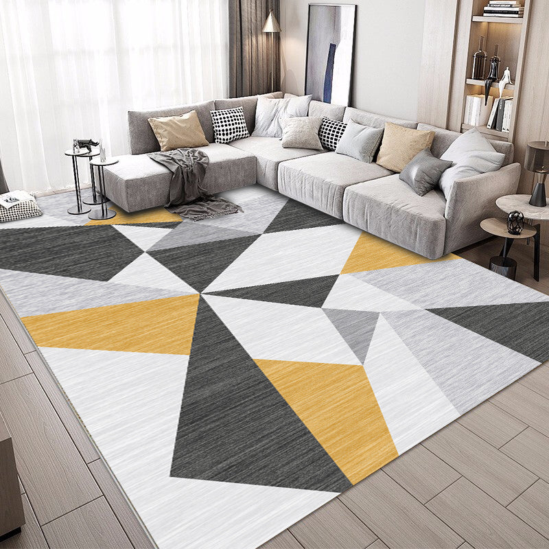 Simplicity Geometric Print Rug Multi-Color Polypropylene Area Rug Anti-Slip Machine Washable Indoor Rug for Parlor Gray-Yellow Clearhalo 'Area Rug' 'Modern' 'Rugs' Rug' 2362047
