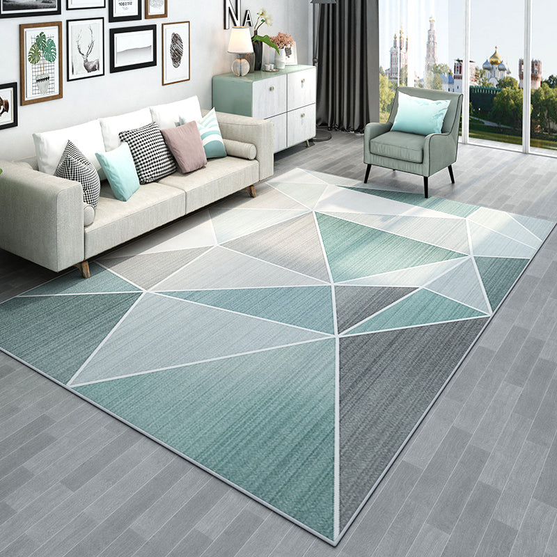 Simplicity Geometric Print Rug Multi-Color Polypropylene Area Rug Anti-Slip Machine Washable Indoor Rug for Parlor Lake Green Clearhalo 'Area Rug' 'Modern' 'Rugs' Rug' 2362059