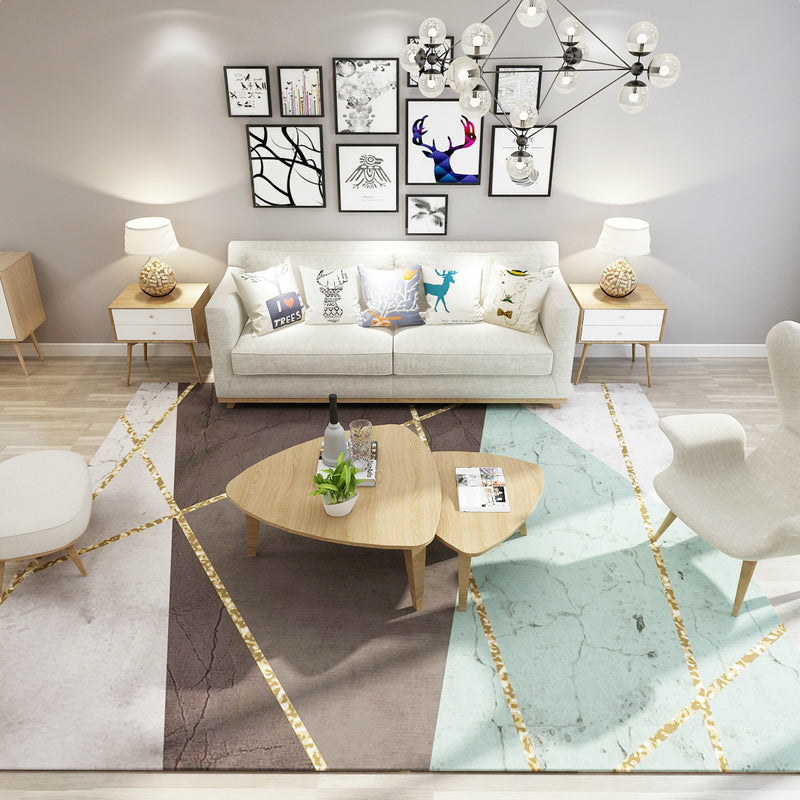 Simplicity Geometric Print Rug Multi-Color Polypropylene Area Rug Anti-Slip Machine Washable Indoor Rug for Parlor Light Green Clearhalo 'Area Rug' 'Modern' 'Rugs' Rug' 2362061