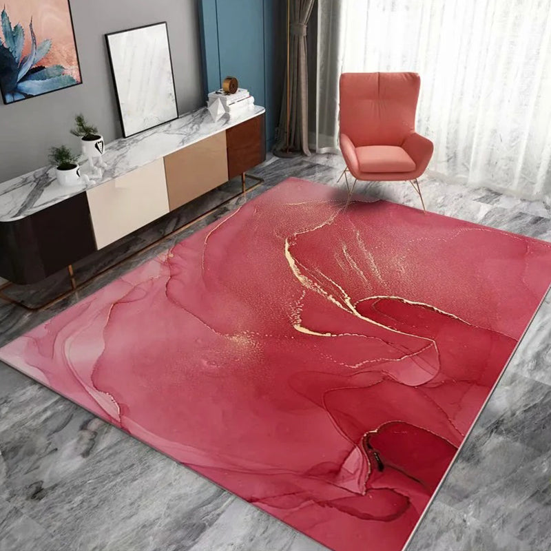 Casual Living Room Rug Multi-Color Abstract Printed Area Carpet Synthetics Non-Slip Backing Pet Friendly Indoor Rug Red Clearhalo 'Area Rug' 'Modern' 'Rugs' Rug' 2362090