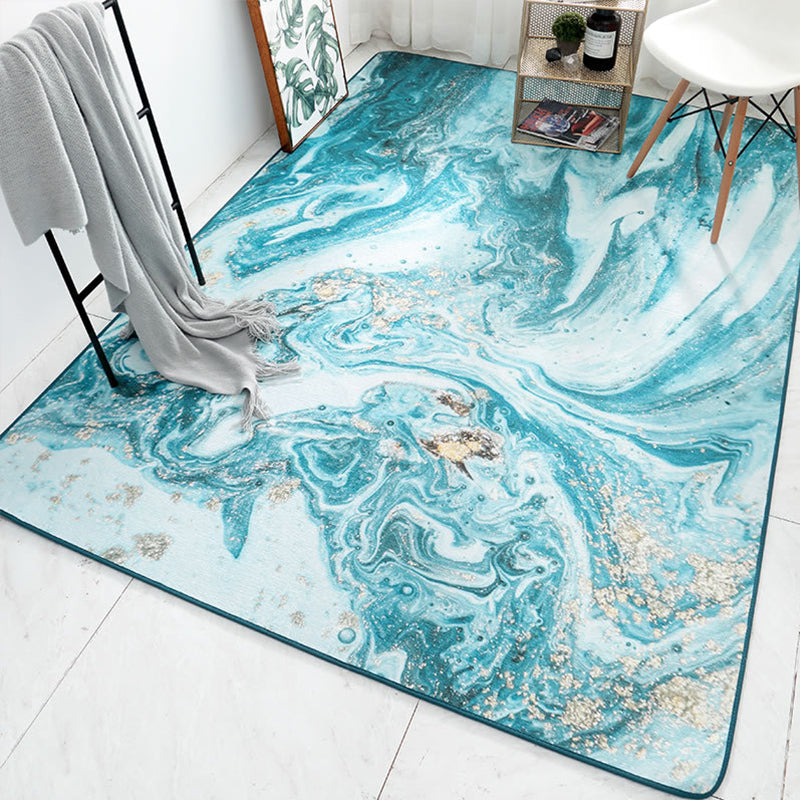 Designer Living Room Rug Multi Color Abstract Print Rug Polypropylene Non-Slip Backing Machine Washable Area Carpet Ocean Blue Clearhalo 'Area Rug' 'Modern' 'Rugs' Rug' 2362118