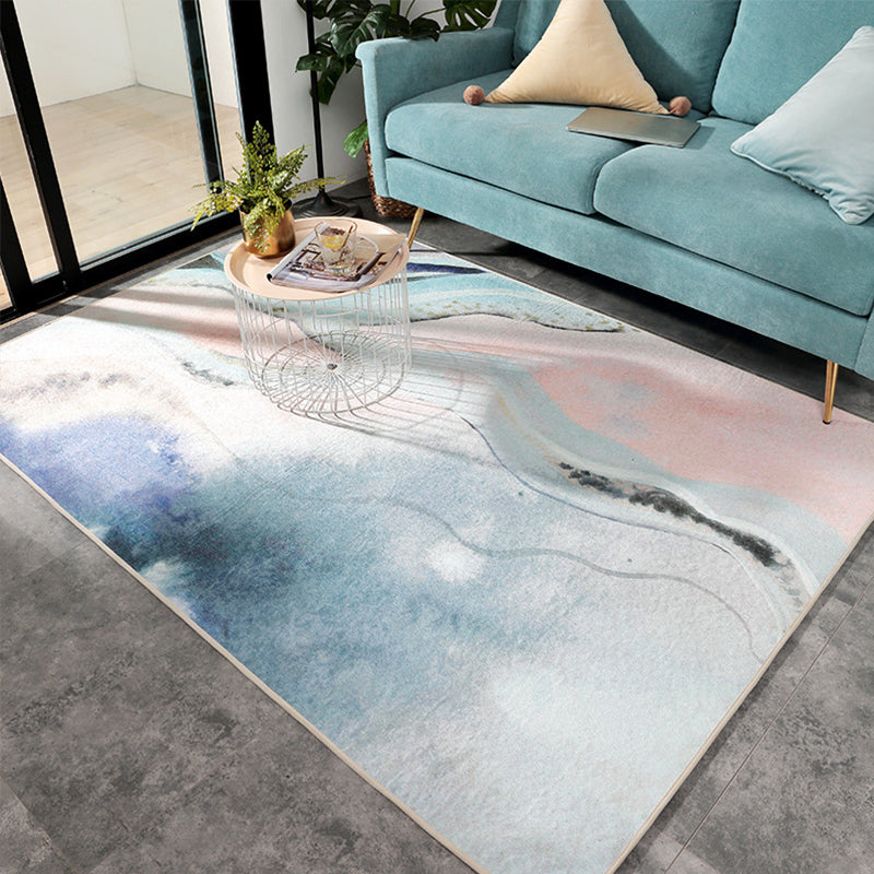 Designer Living Room Rug Multi Color Abstract Print Rug Polypropylene Non-Slip Backing Machine Washable Area Carpet Gray-Blue Clearhalo 'Area Rug' 'Modern' 'Rugs' Rug' 2362120