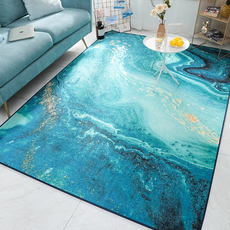 Designer Living Room Rug Multi Color Abstract Print Rug Polypropylene Non-Slip Backing Machine Washable Area Carpet Blue Clearhalo 'Area Rug' 'Modern' 'Rugs' Rug' 2362122