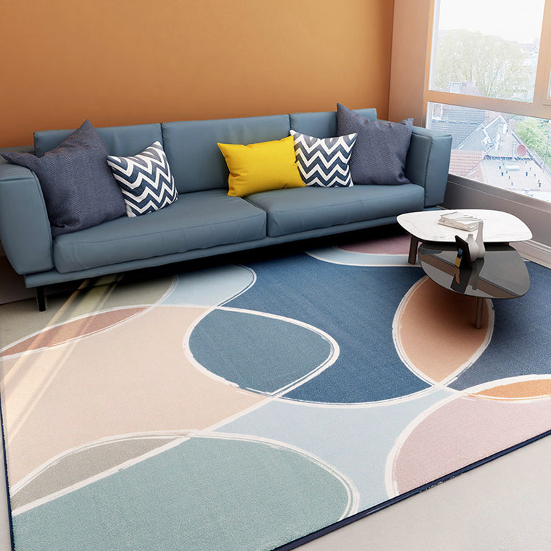 Designer Living Room Rug Multi Color Abstract Print Rug Polypropylene Non-Slip Backing Machine Washable Area Carpet Dark Blue Clearhalo 'Area Rug' 'Modern' 'Rugs' Rug' 2362125