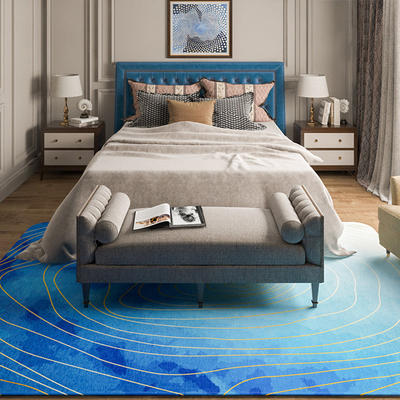 Designer Living Room Rug Multi Color Abstract Print Rug Polypropylene Non-Slip Backing Machine Washable Area Carpet Lake Blue Clearhalo 'Area Rug' 'Modern' 'Rugs' Rug' 2362128