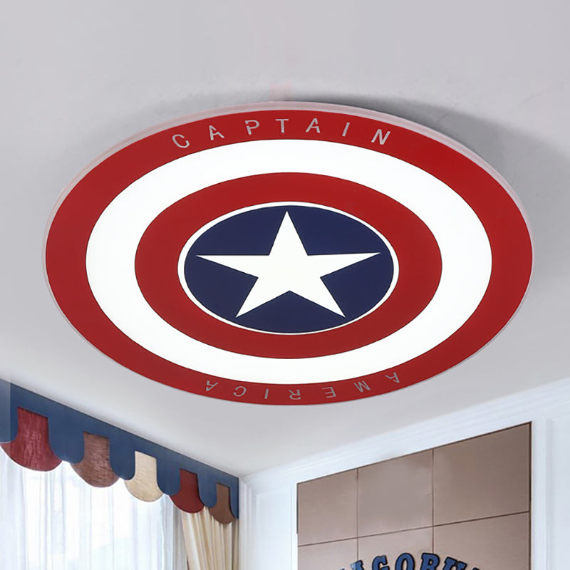 Acrylic Circular LED Ceiling Fixture with Star American Flush Mount Light in Blue and Red for Boys Bedroom Red Clearhalo 'Ceiling Lights' 'Close To Ceiling Lights' 'Close to ceiling' 'Flush mount' Lighting' 236213