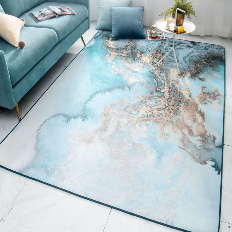 Designer Living Room Rug Multi Color Abstract Print Rug Polypropylene Non-Slip Backing Machine Washable Area Carpet Light Blue Clearhalo 'Area Rug' 'Modern' 'Rugs' Rug' 2362131