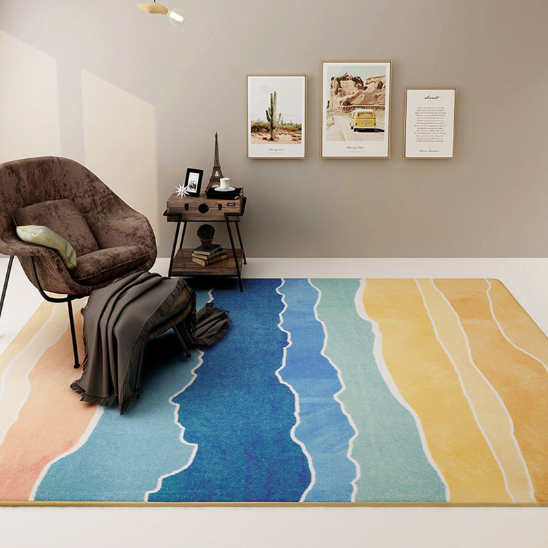 Designer Living Room Rug Multi Color Abstract Print Rug Polypropylene Non-Slip Backing Machine Washable Area Carpet Blue-Yellow Clearhalo 'Area Rug' 'Modern' 'Rugs' Rug' 2362135