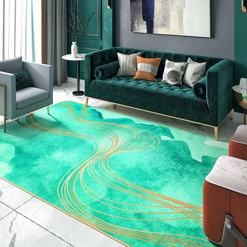 Designer Living Room Rug Multi Color Abstract Print Rug Polypropylene Non-Slip Backing Machine Washable Area Carpet Green Clearhalo 'Area Rug' 'Modern' 'Rugs' Rug' 2362136