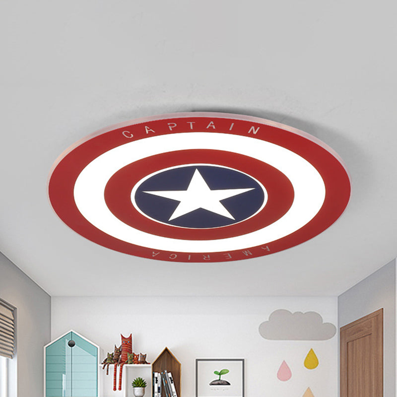Acrylic Circular LED Ceiling Fixture with Star American Flush Mount Light in Blue and Red for Boys Bedroom Clearhalo 'Ceiling Lights' 'Close To Ceiling Lights' 'Close to ceiling' 'Flush mount' Lighting' 236214