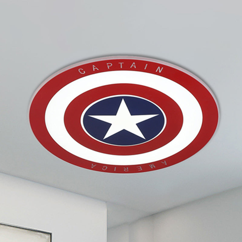 Acrylic Circular LED Ceiling Fixture with Star American Flush Mount Light in Blue and Red for Boys Bedroom Clearhalo 'Ceiling Lights' 'Close To Ceiling Lights' 'Close to ceiling' 'Flush mount' Lighting' 236215