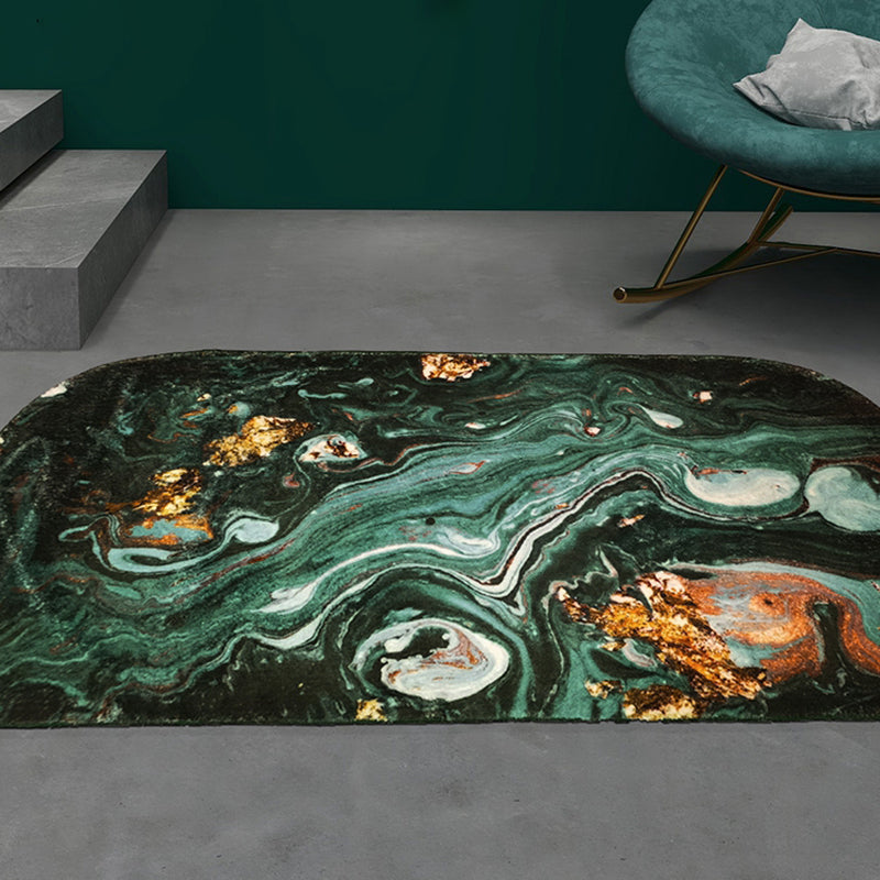 Blackish Green Abstract Pattern Rug Polypropylene Minimalist Indoor Rug Non-Slip Backing Pet Friendly Area Carpet for Decor Clearhalo 'Area Rug' 'Modern' 'Rugs' Rug' 2362180