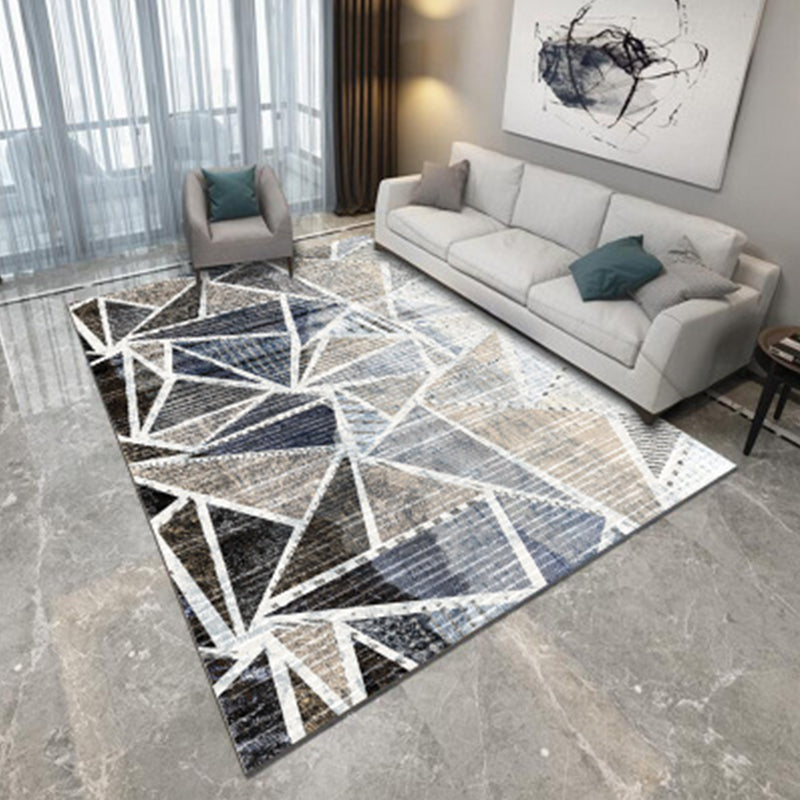 Nordic Living Room Rug Multi Colored Geometric Printed Area Carpet Polypropylene Easy Care Machine Pet Friendly Rug Gray Blue Clearhalo 'Area Rug' 'Modern' 'Rugs' Rug' 2362189