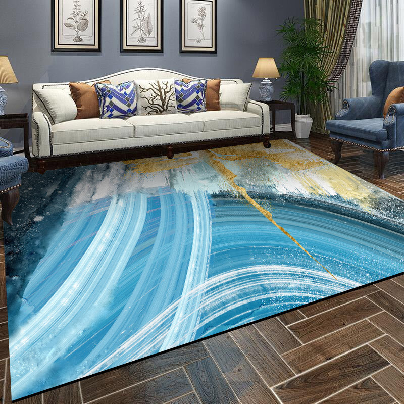 Scandinavian Living Room Rug Multi-Color Abstract Printed Indoor Rug Non-Slip Backing Stain-Resistant Area Carpet Dark Blue Clearhalo 'Area Rug' 'Modern' 'Rugs' Rug' 2362228