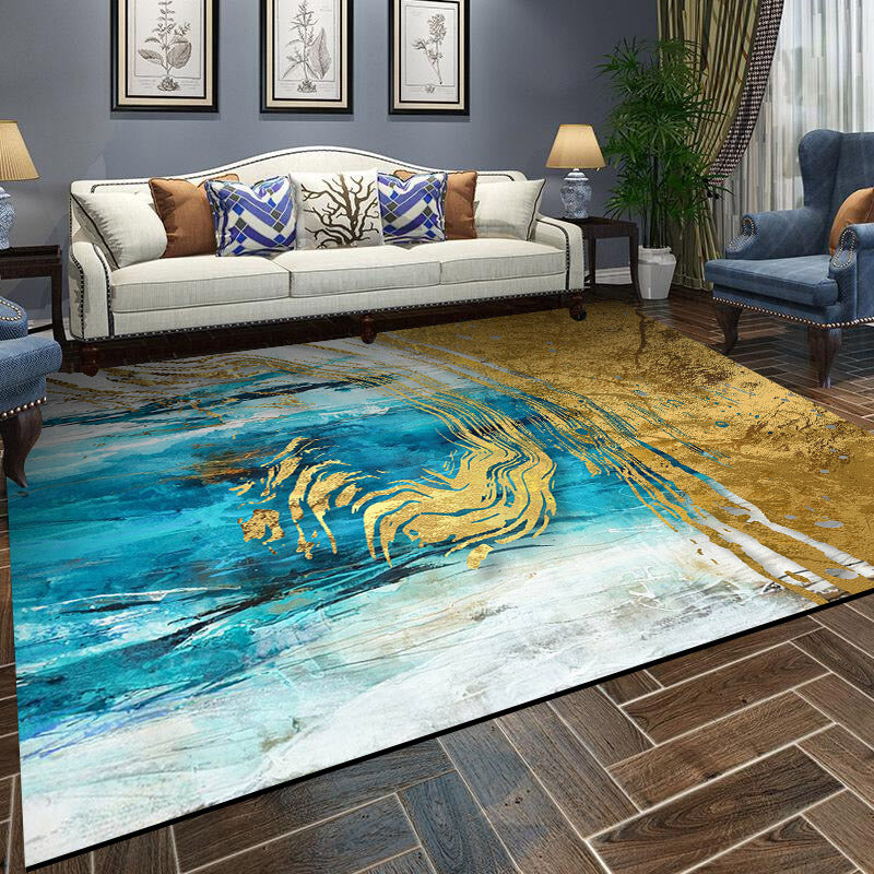 Scandinavian Living Room Rug Multi-Color Abstract Printed Indoor Rug Non-Slip Backing Stain-Resistant Area Carpet Lake Blue Clearhalo 'Area Rug' 'Modern' 'Rugs' Rug' 2362230